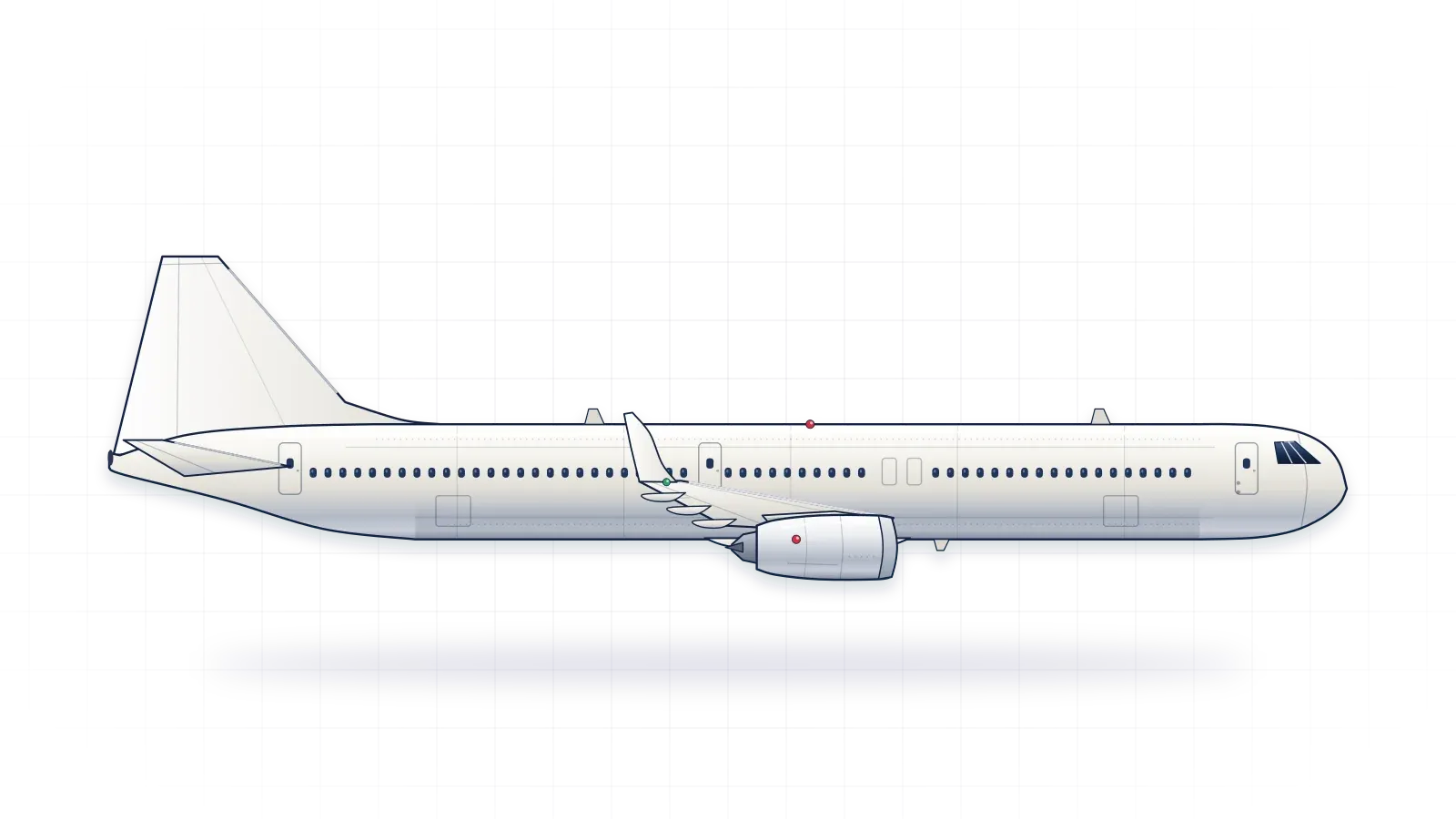 Airbus A321XLR drawn as a collector's print: long-range narrowbody with two turbofans, in a plain finish with no markings