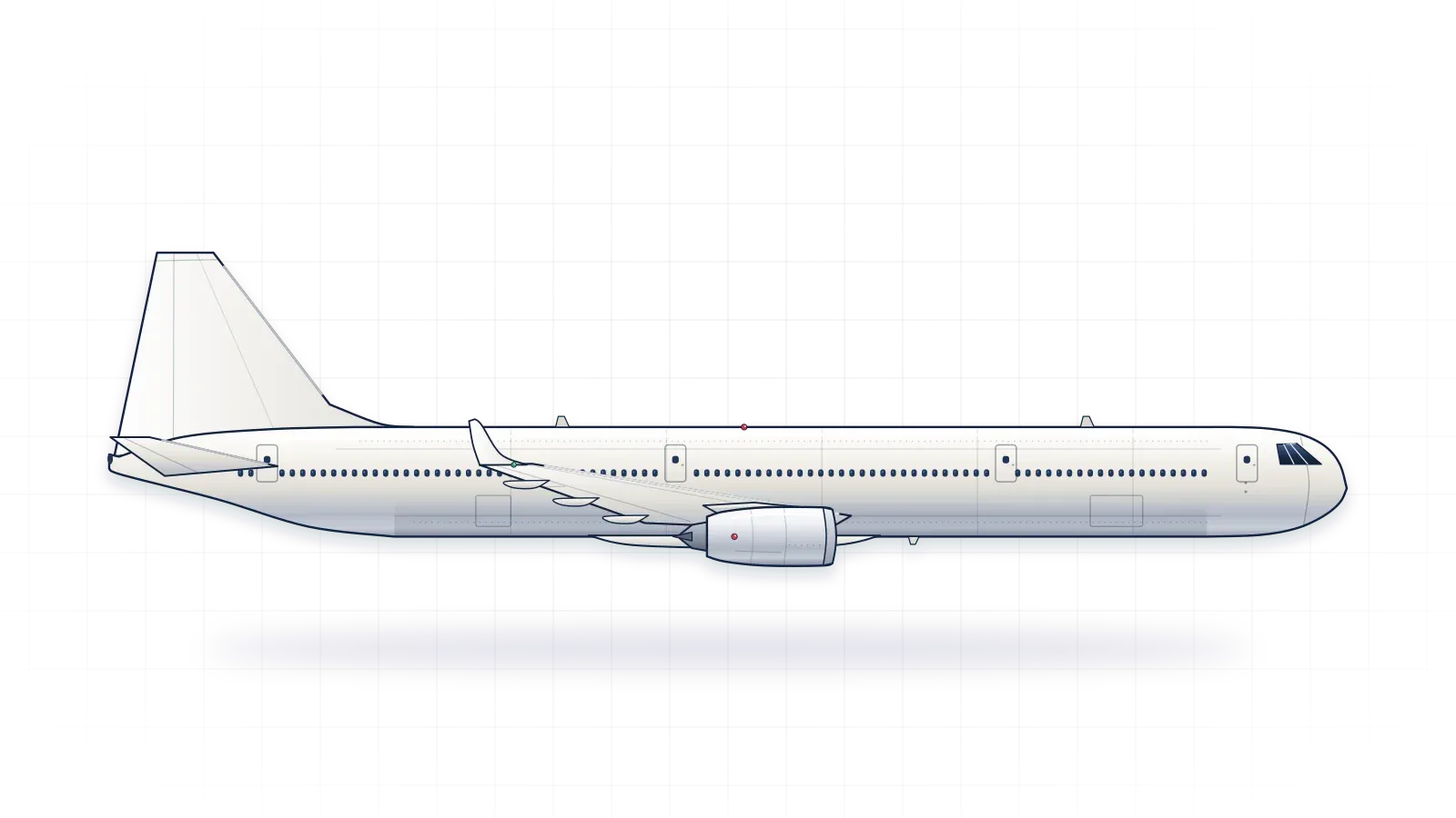 Airbus A330 drawn as a collector's print: widebody airliner with two turbofans, in a plain finish with no markings