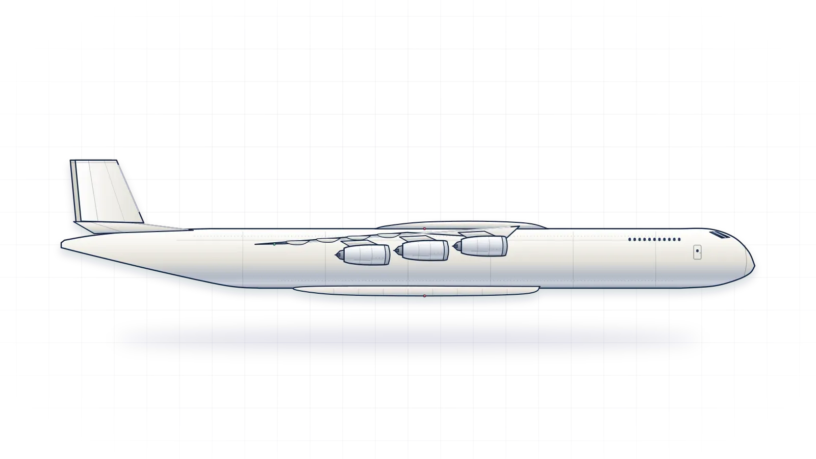 Antonov An-225 Mriya drawn as a collector's print: heavy transport with six turbofans, in a plain finish with no markings