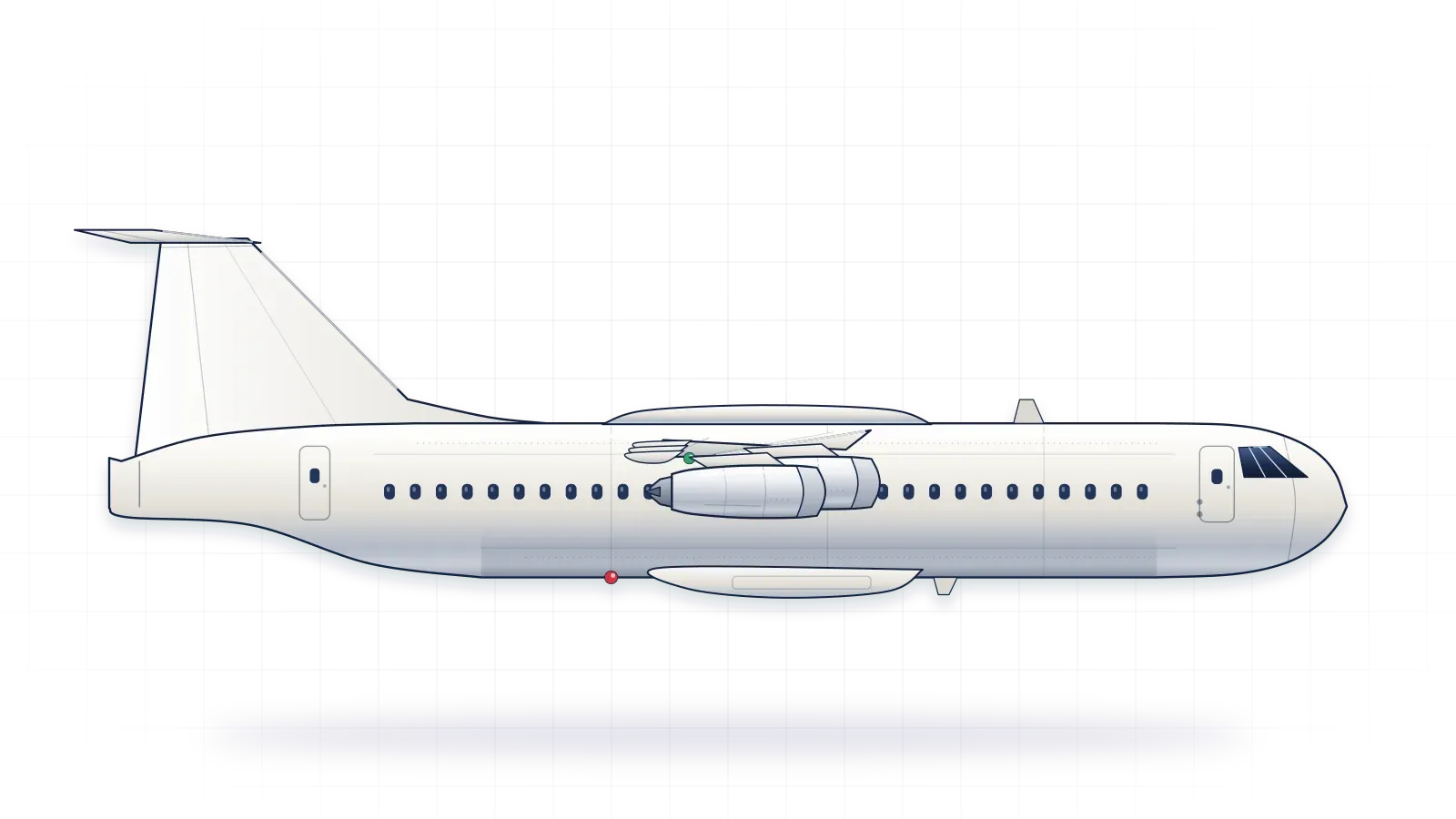 BAe 146 drawn as a collector's print: regional jet with four turbofans, in a plain finish with no markings