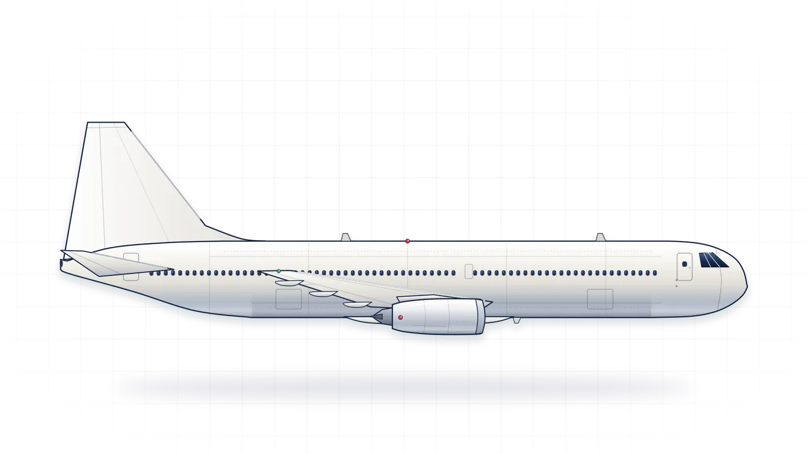 Boeing 767 drawn as a collector's print: widebody airliner with two turbofans, in a plain finish with no markings