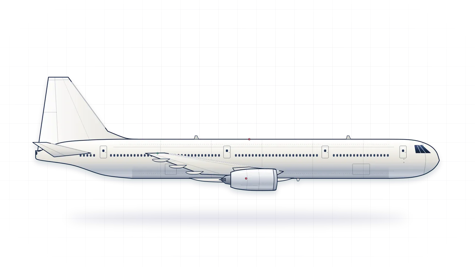 Boeing 777 drawn as a collector's print: widebody airliner with two turbofans, in a plain finish with no markings