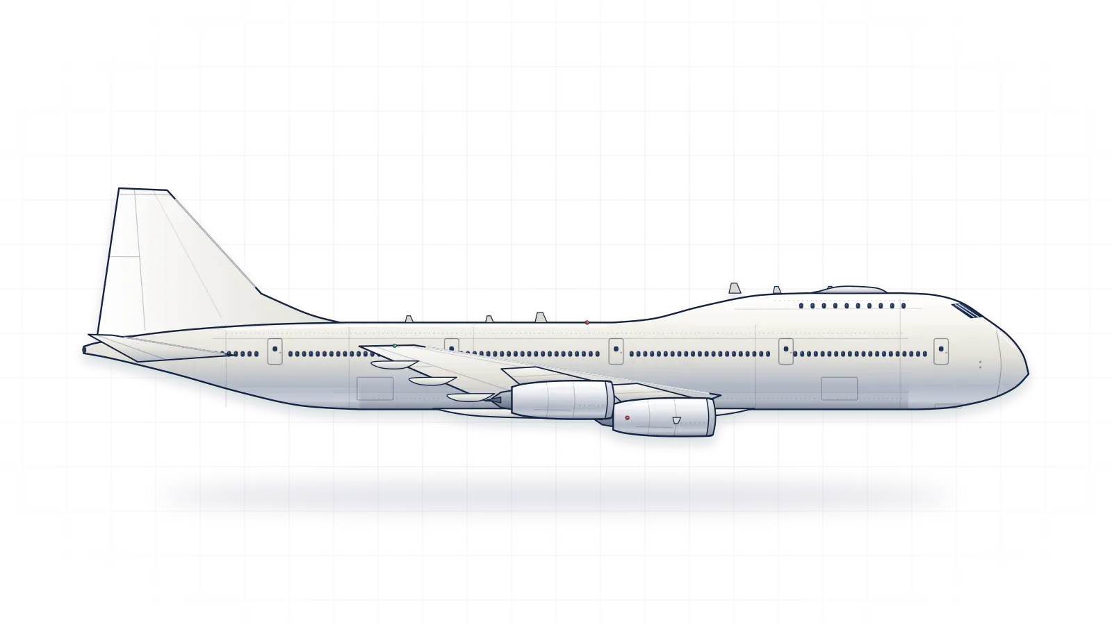 Boeing VC-25A drawn as a collector's print: presidential transport with four turbofans, in a plain finish with no markings