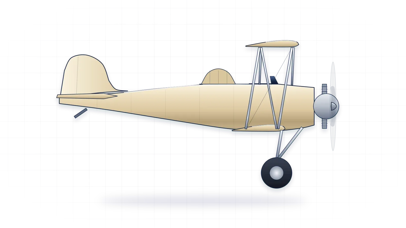 Consolidated NY-2 Husky drawn as a collector's print: biplane trainer with one radial engine, in a plain finish with no markings