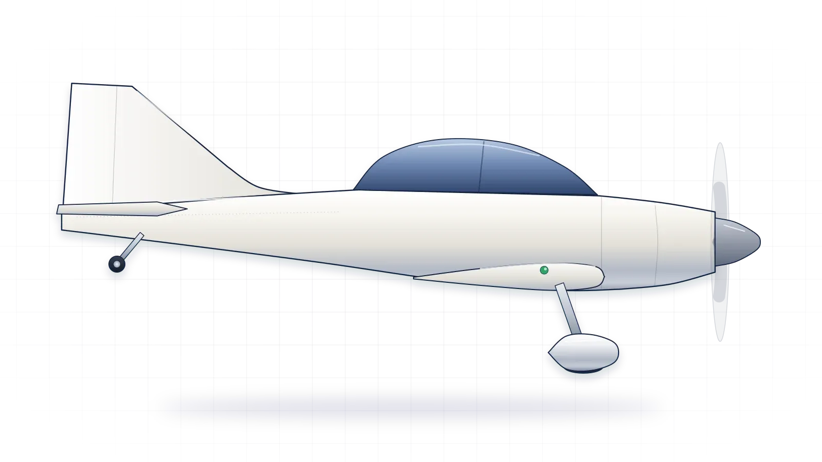 Extra 300 drawn as a collector's print: aerobatic plane with one piston engine, in a plain finish with no markings