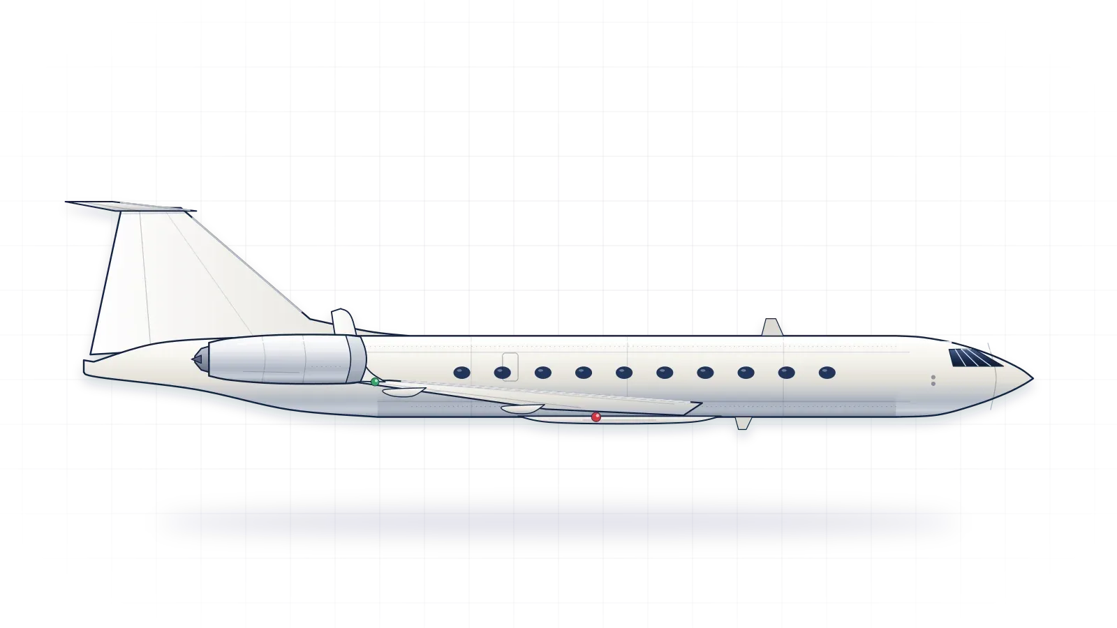Gulfstream G650 drawn as a collector's print: business jet with two turbofans, in a plain finish with no markings