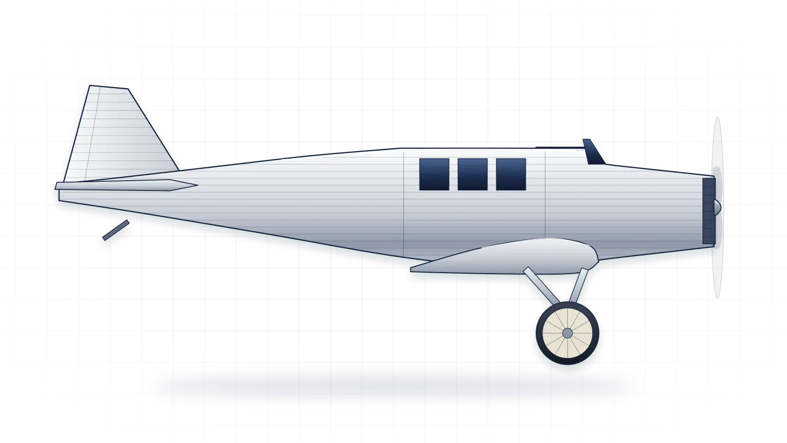 Junkers F 13 drawn as a collector's print: early airliner with one piston engine, in a plain finish with no markings