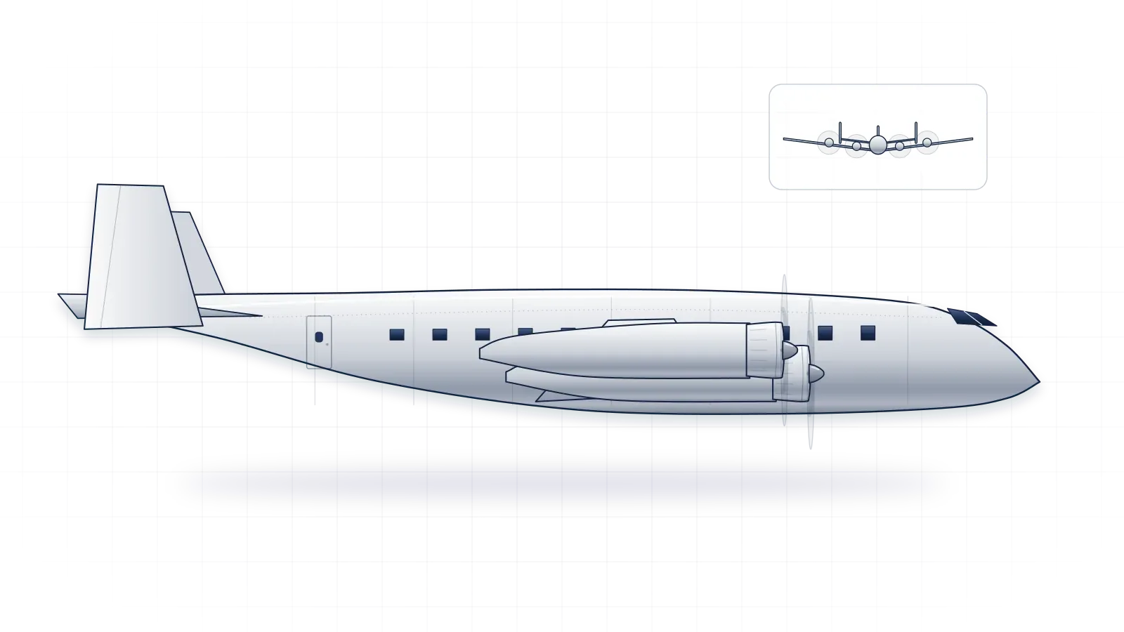 Lockheed Constellation drawn as a collector's print: propeller airliner with four radial engines, in a plain finish with no markings
