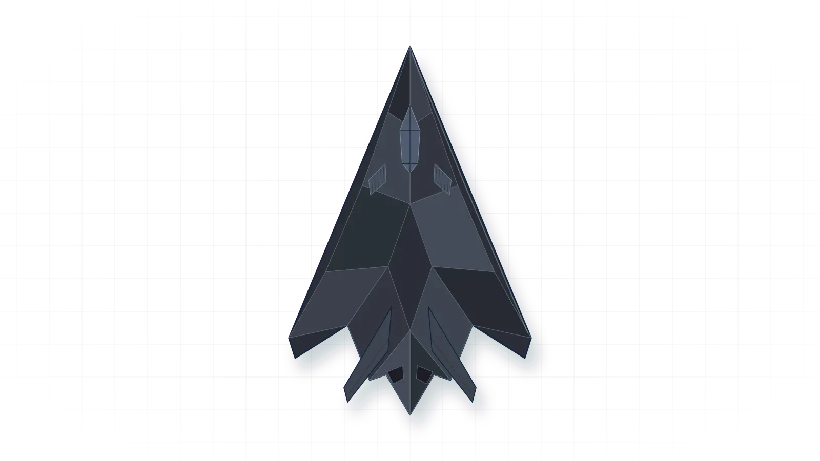 Lockheed F-117 Nighthawk drawn as a collector's print: stealth attack jet with two turbofans, in a plain finish with no markings
