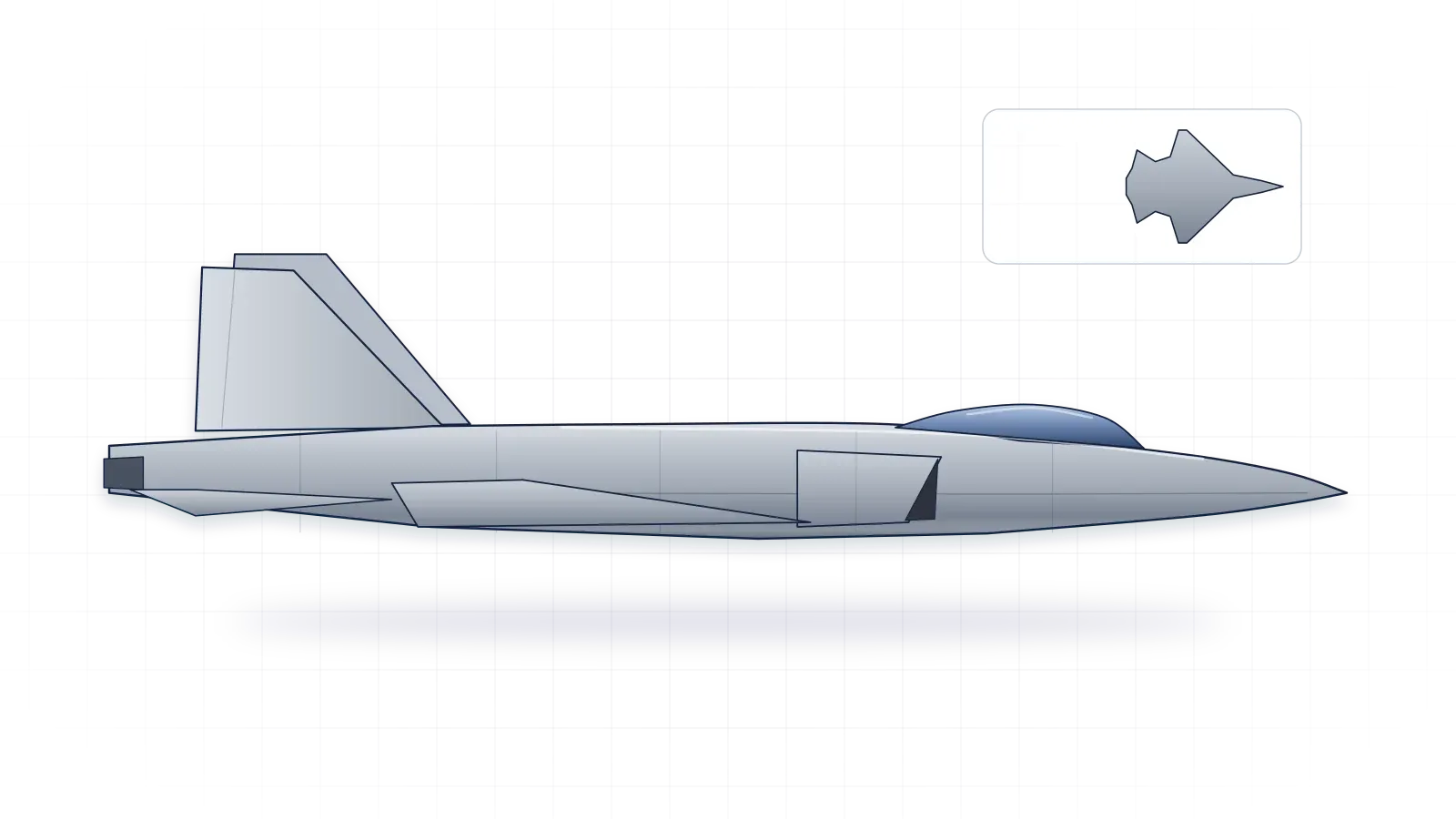 Lockheed Martin F-22 Raptor drawn as a collector's print: stealth fighter with two turbofans, in a plain finish with no markings