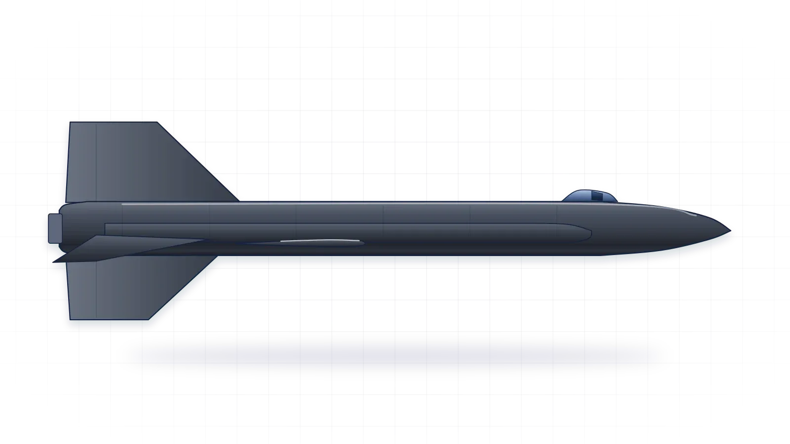 North American X-15 drawn as a collector's print: rocket research plane with one rocket engine, in a plain finish with no markings