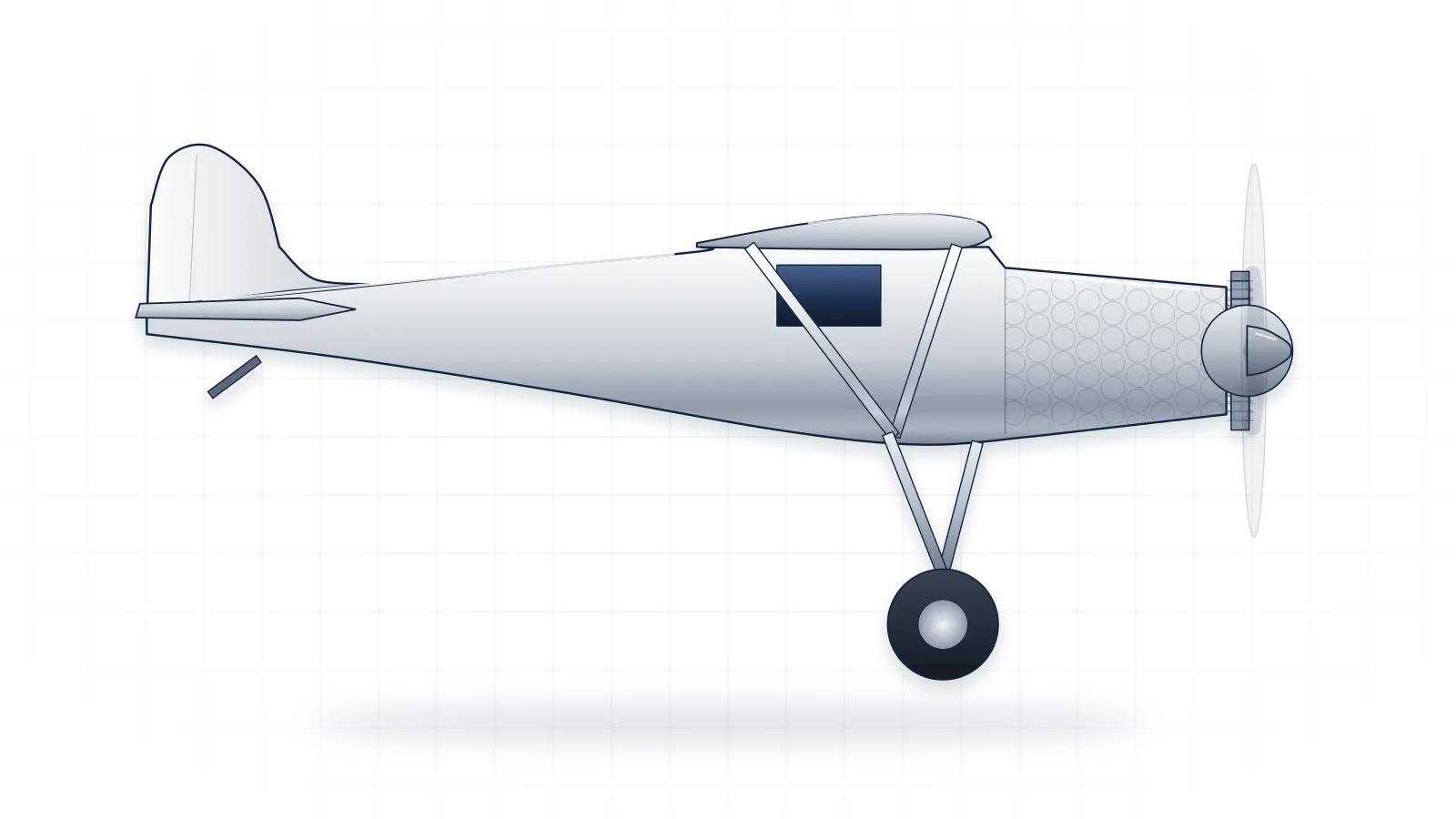Ryan NYP Spirit of St. Louis drawn as a collector's print: long-distance monoplane with one radial engine, in a plain finish with no markings
